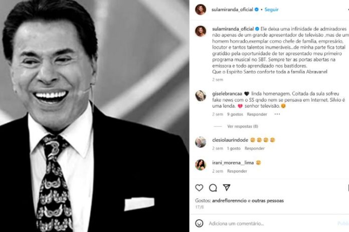 Sula Miranda lamentando a morte de Silvio Santos (Reprodução: Instagram)