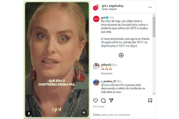 Instagram do GNT anuncia estreia de Angélica