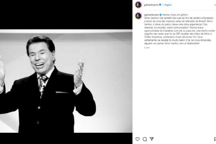 Galvão Bueno lamentando a morte de Silvio Santos em setembro (Reprodução: Instagram)