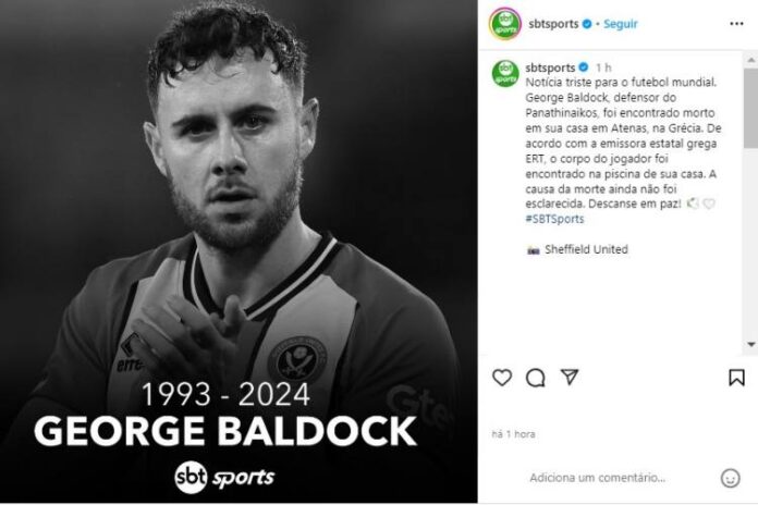 A notícia da morte de George Baldock (Reprodução: SBT)