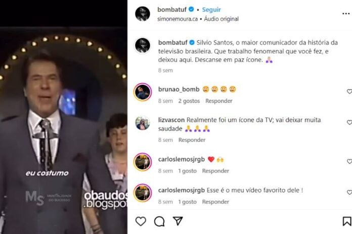 Guilherme Bomba lamentando a morte de Silvio Santos em agosto (Reprodução: Instagram)