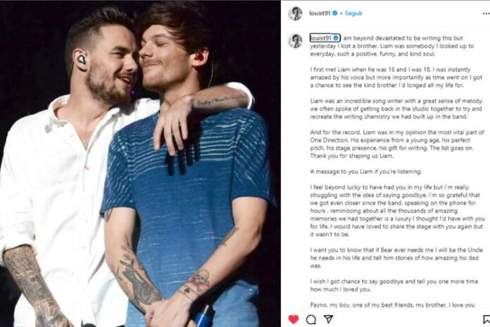 Louis Tomlinson lamentando a morte do Liam Payne (Reprodução: Instagram)