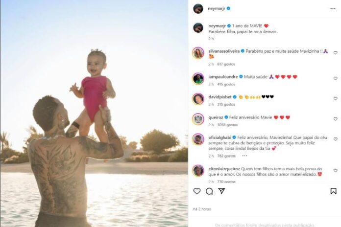  Neymar celebrando a vida de Mavie (Reprodução: Instagram)