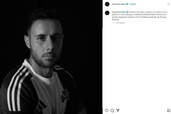 A nota do Panathinaikos sobre a morte do George Baldock (Reprodução: Instagram)