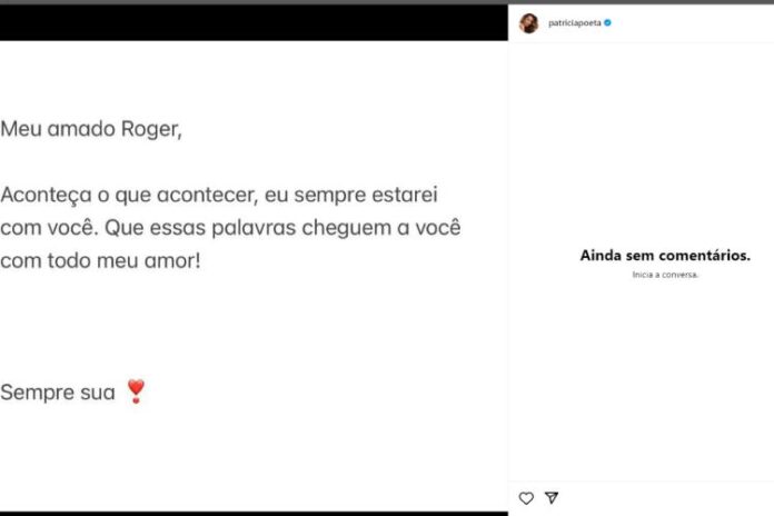 A mensagem escrita no feed de Patrícia Poeta (Reprodução: Instagram)