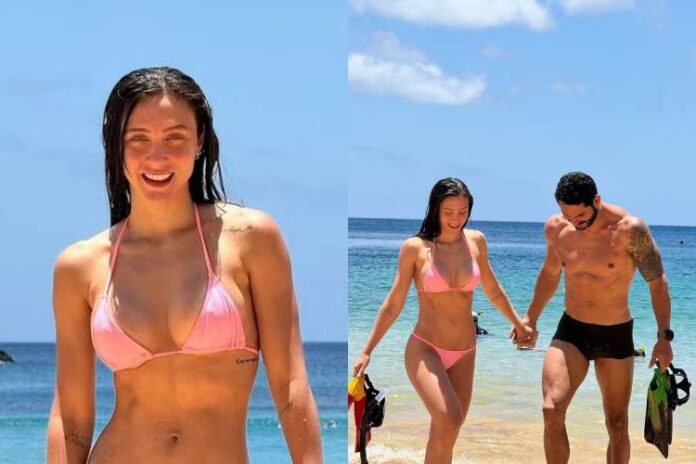 Thayla Lacerda e Roldoffo na praia (Reprodução: Instagram)