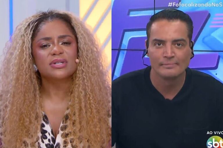 Leo Dias perdoa Cariúcha e a faz chorar ao vivo no ‘Fofocalizando’ após briga