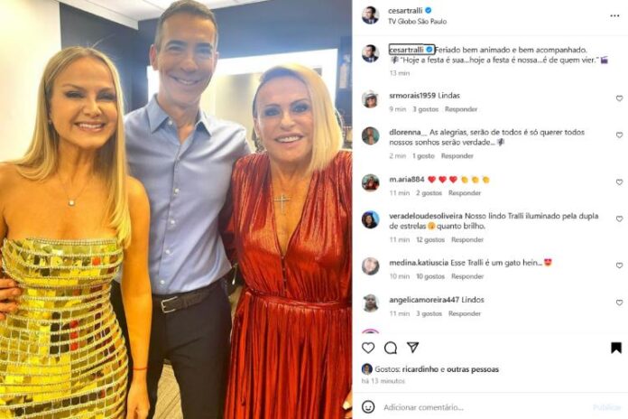 Cesar Tralli, Eliana e Ana Maria Braga (Reprodução: Instagram)