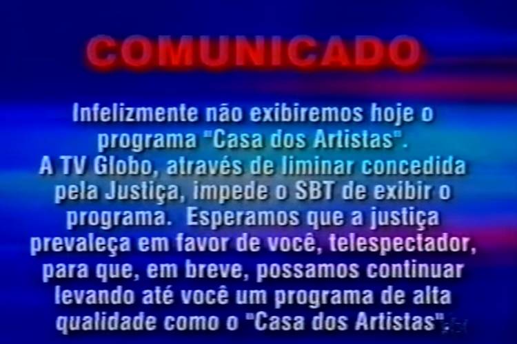 Comunicado do SBT sobre a Casa dos Artistas. (Foto: reprodução/SBT)