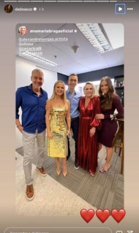 Deborah Secco ao lado de Alexandre Borges, Eliana, Ana Maria Braga (Reprodução: Instagram)