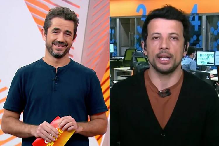 Felipe Andreoli e André Hernan na Globo. (Foto: reprodução/Globo)