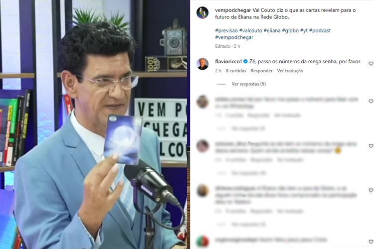 Comentário de Flávio Ricco em resposta ao tarólogo. (Foto: reprodução/Instagram)