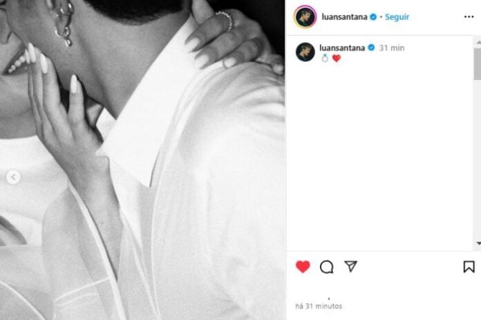 A publicação de Luan se casando com Jade (Reprodução: Instagram)