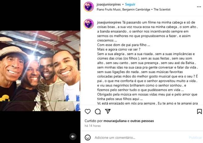 Post de João com a família