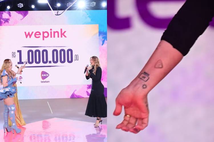 Virginia doou 1 milhão de reais e fez tatuagem no Teleton. (Foto: divulgação/SBT/AgNews)