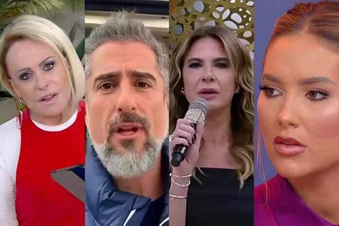 Ana Maria Braga, Marcos Mion, Luciana Gimenez e Virginia Fonseca e denunciaram nas redes sociais (Reprodução: TV Globo/Instagram/RedeTV!/SBT)