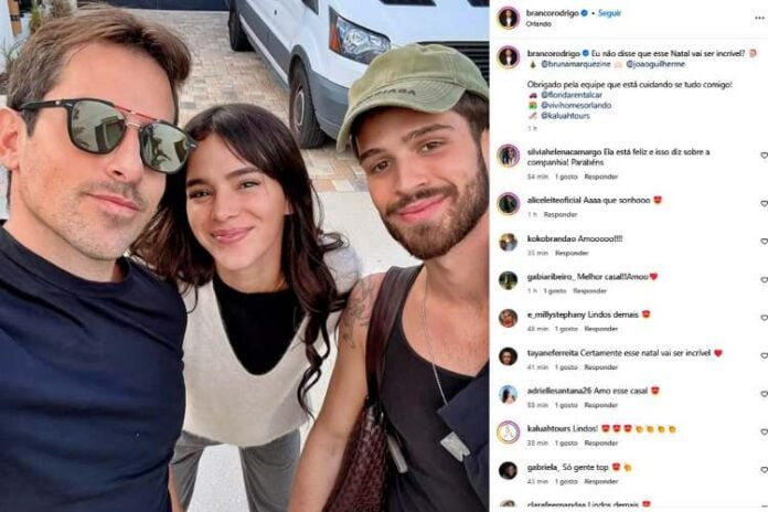 Bruna Marquezine, João Guilherme na postagem feita por Rodrigo Branco (Reprodução: Instagram)