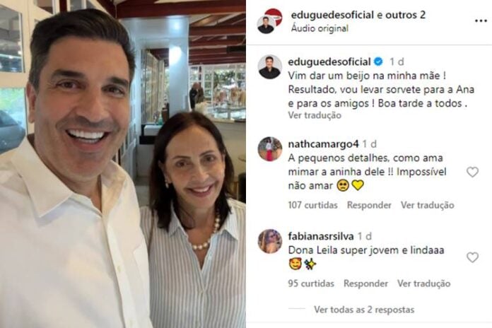 Edu Guedes ao lado da mãe. (Foto: reprodução/Instagram)