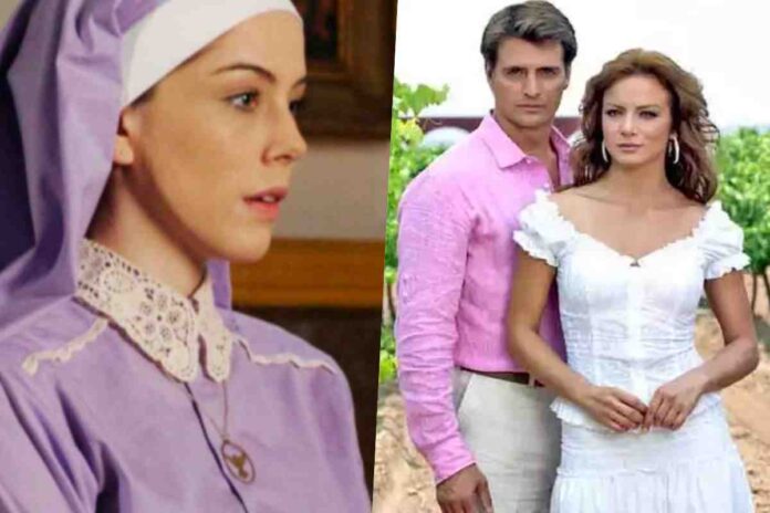 Irmã Cecília de Carinha de Anjo e atores da novela Quando Me Apaixono (Montagem/Área VIP/SBT)