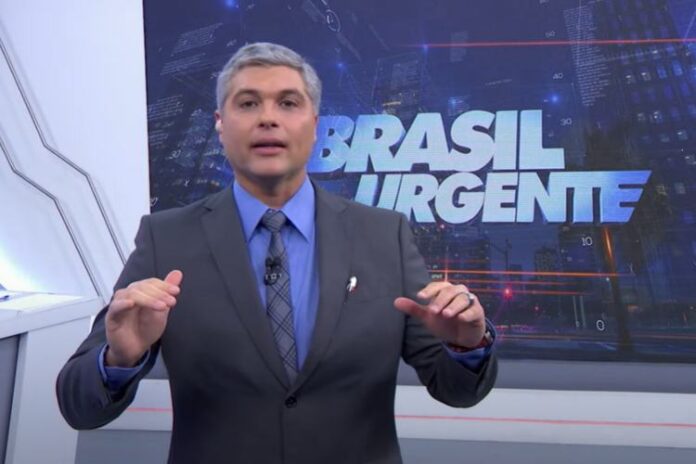 Joel Datena desabafando no Brasil Urgente (Reprodução: Band TV)