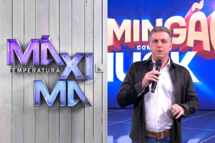 Logo da Temperatura Máxima e Luciano Huck (Montagem/Área VIP/Globo)