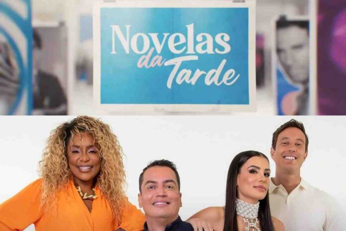 Logo Novelas da Tarde do SBT e apresentadores do Fofocalizando (Montage/Área VIP/SBT)