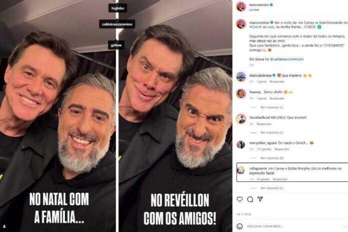 Marcos Mion mostrando o encontro com Jim Carrey (Reprodução: Instagram)