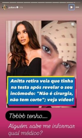 Poliana Rocha fazendo o pedido após o procedimento de Anitta (Repordução: Instagram)