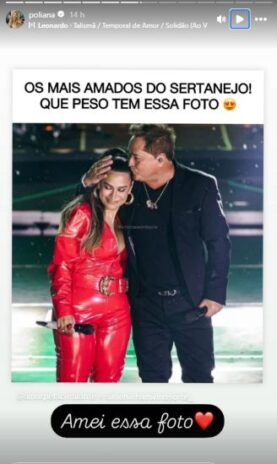 Poliana Rocha opinando sobre a foto de Leonardo e Simone Mendes no show (Reprodução: Instagram)