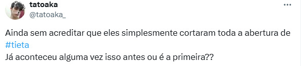 Publicação sobre abertura de Tieta (Reprodução/X)