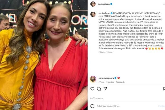 Sonia Abrão enaltecendo a Patrícia Abravanel (Reprodução: Instagram)