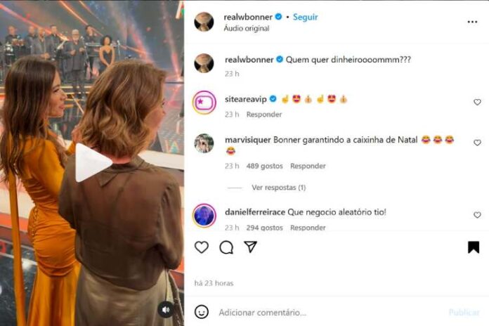 Willam Bonner tietando Patrícia Abravanel e Daniela Beyruti, filhas de Silvio Santos (Reprodução: Instagram)