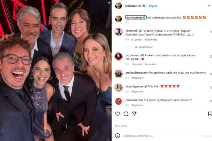 William Bonner, César Tralli, Ticiane Pinheiro, Fábio Porchat e Luciano Huck (Reprodução: Instagram)