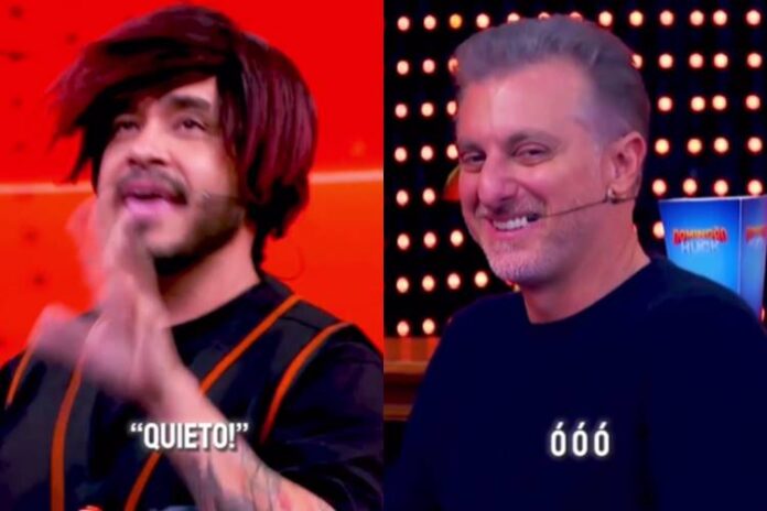 Diogo Almeida e Luciano Huck no Domingão. (Foto: reprodução/Globo)