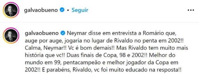 Galvão Bueno faz comentário sobre Neymar