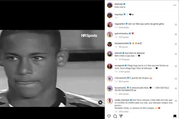 Neymar Jr anunciando sua volta ao Santos (Reprodução: Instagram)