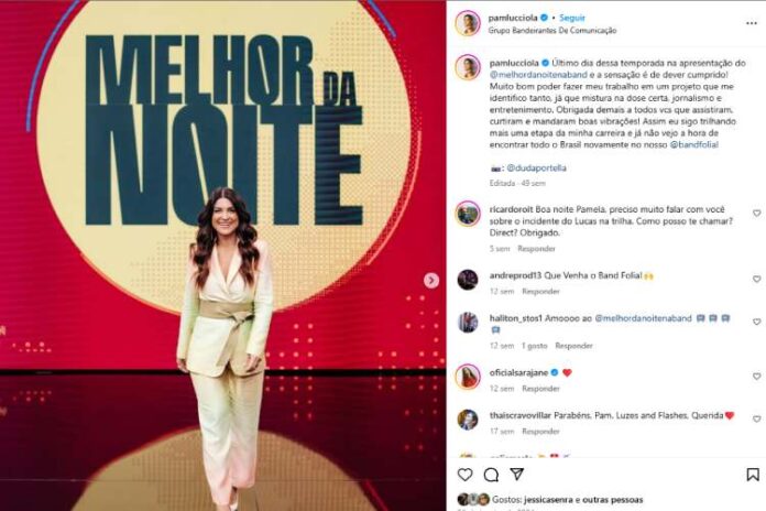 Pâmela Lucciola se despedindo do Melhor da Noite (Reprodução: Instagram)