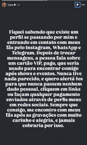 O post da Eliana (Reprodução: Instagram)