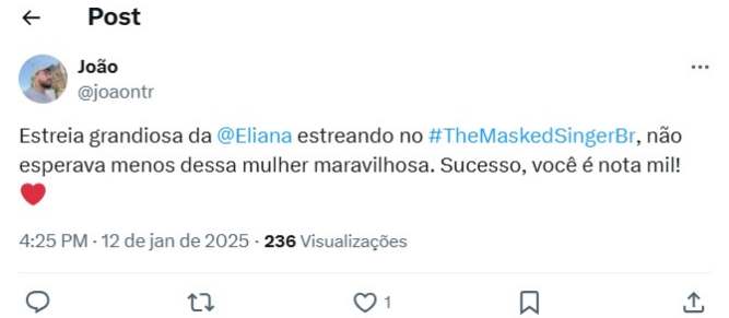 Reação do público da Eliana (Reprodução: X, antigo Twitter)