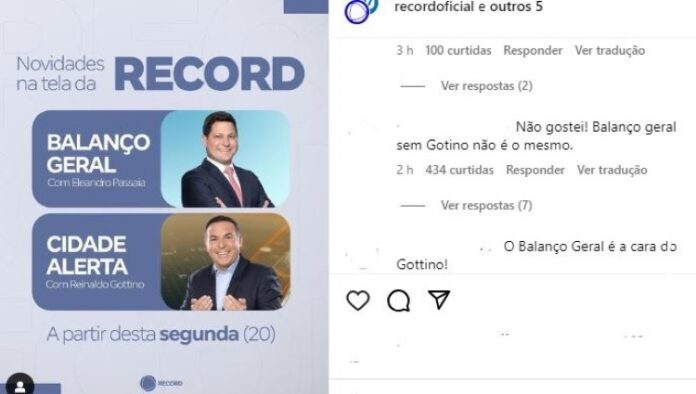 Record anuncia mudança