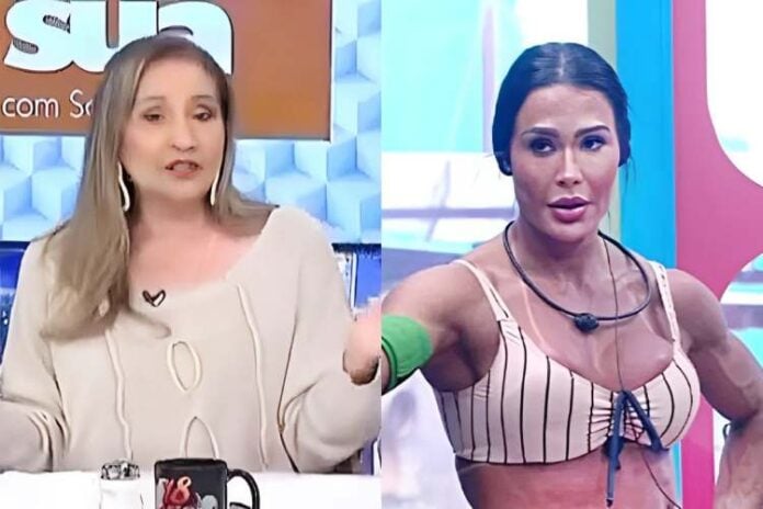 Sonia Abrão falando da Gracyanne Barbosa ao vivo (Reprodução: RedeTV!/ TV Globo)