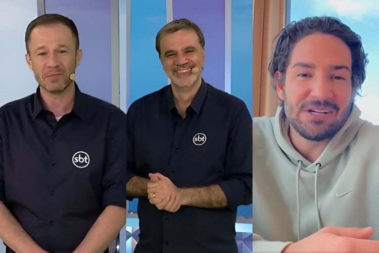 Tiago Leifert, Mauro Beting e Pato (Reprodução: SBT)