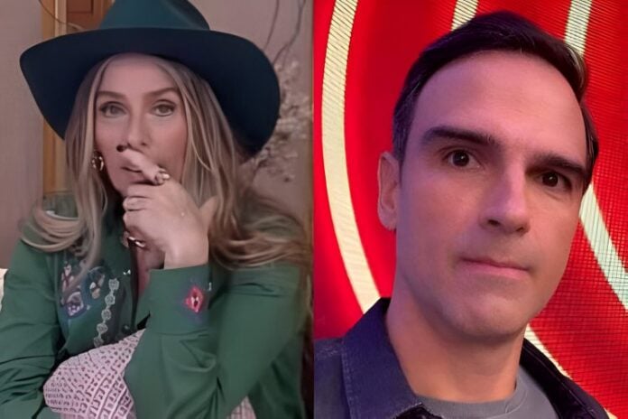 Adriane Galisteu, titular de 'A Fazenda' e Tadeu Schmidt, apresentador do BBB (Reprodução: Record/Instagram)