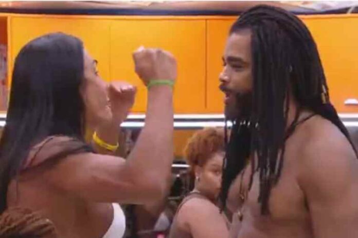 Gracyanne e Diogo brigando na cozinha do BBB25 (Reprodução: TV Globo)