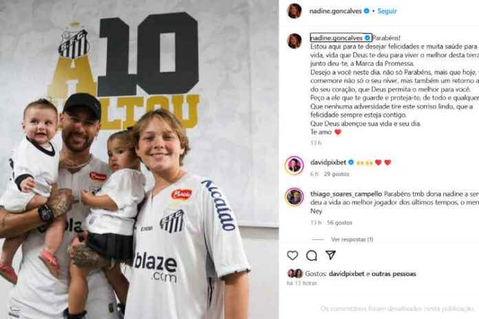 O post de Nadine Gonçalves para o Neymar (Reprodução: Instagram)