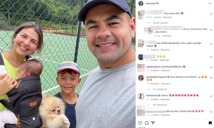 O post de Tino Junior com a família durante o passeio (Reprodução: Instagram)