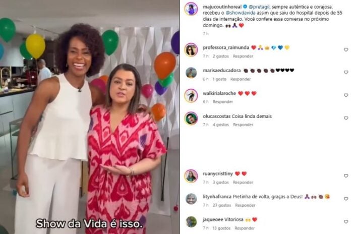 Post de Maju Coutinho com a Preta Gil (Reprodução: Instagram)