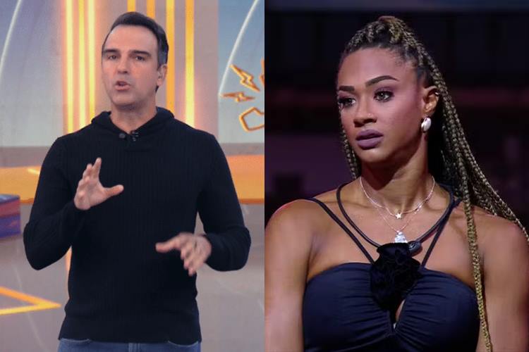 Tadeu Schmidt e Aline no BBB25. (Foto: reprodução/Globo)