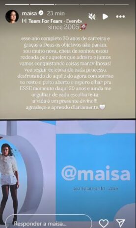 Maísa falando sobre seus 20 anos de carreira (Reprodução: Instagram)