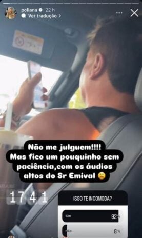 Poliana Rocha compartilhando sua impaciência aos seguiodres (Reprodução: Instagram)